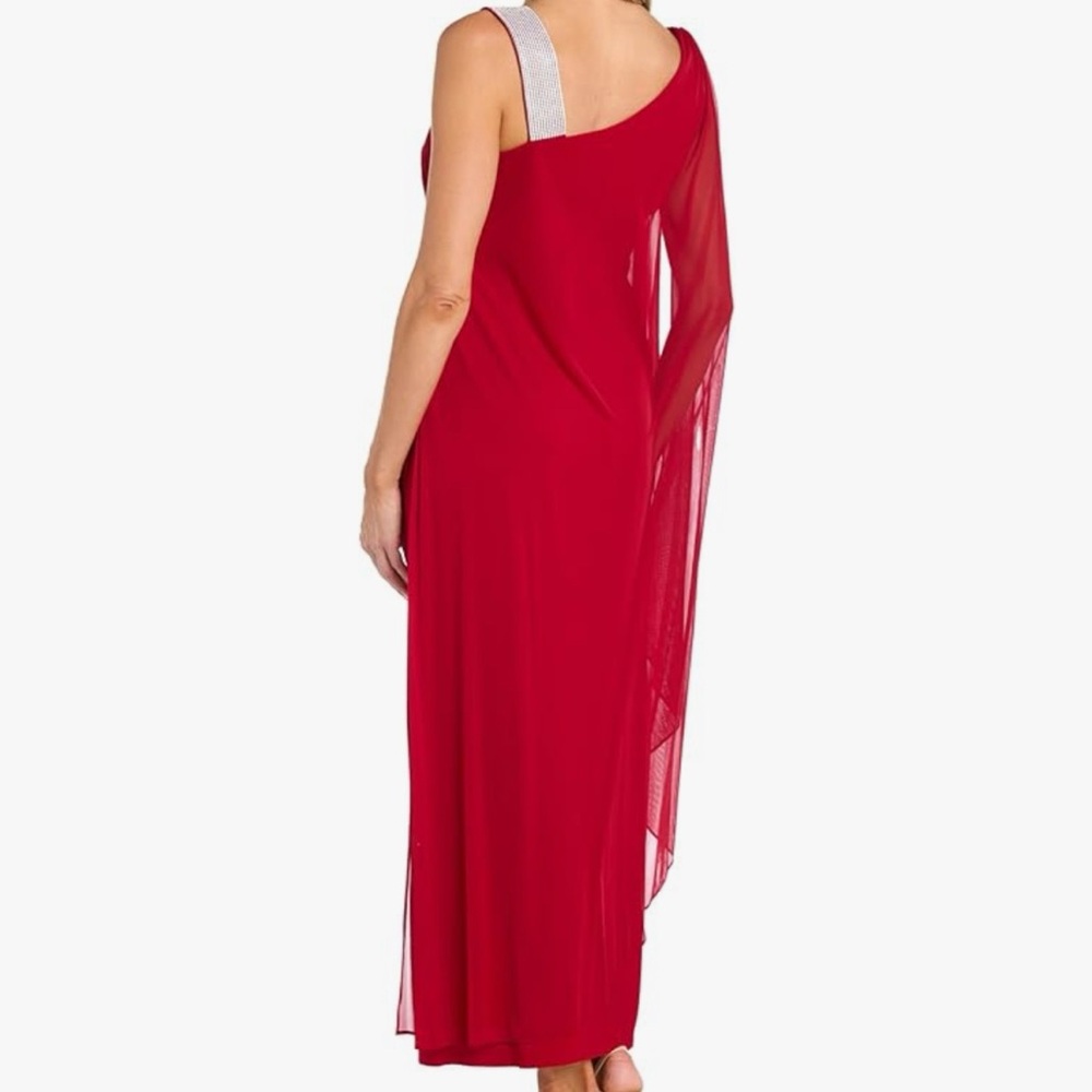 R&M Richards One-Shoulder Red Gown – Size 6 – NWT - Picture 3 of 9